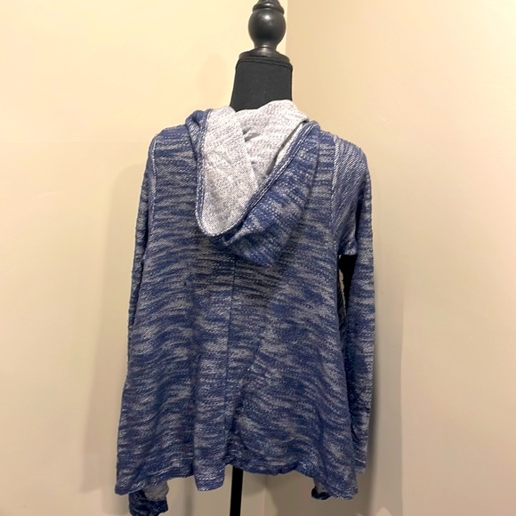 Hollister Blue Grey Mélange Open Front Cardigan with Hood - Picture 7 of 10